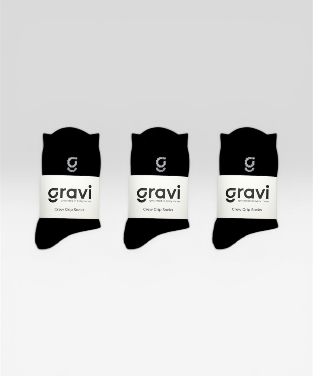3 sets of the black gravi crew grip socks