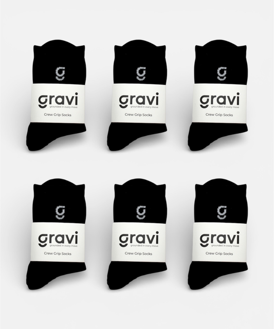 6 sets of the black gravi crew grip socks